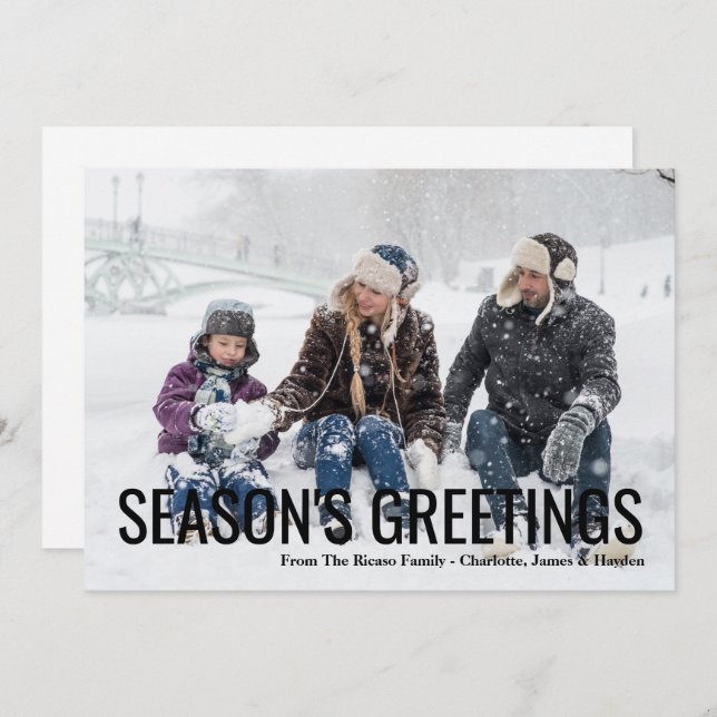 Tarjeta fotográfica de vacaciones de los Navidades (Anverso / Reverso)