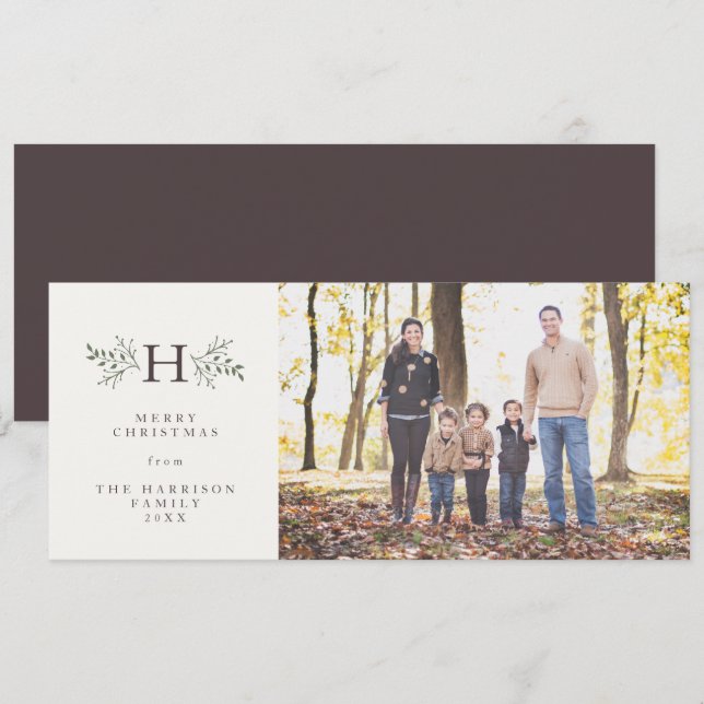 Tarjeta fotográfica de vacaciones de monograma rús (Anverso / Reverso)