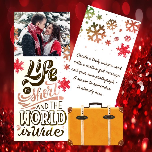 Tarjeta fotográfica de vacaciones de Navidades de  (Share Your Love of Adventure - Tell the Tales with Unique Travel Themed Christmas Photo Card)