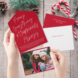 Tarjeta fotográfica de vacaciones de Navidades roj