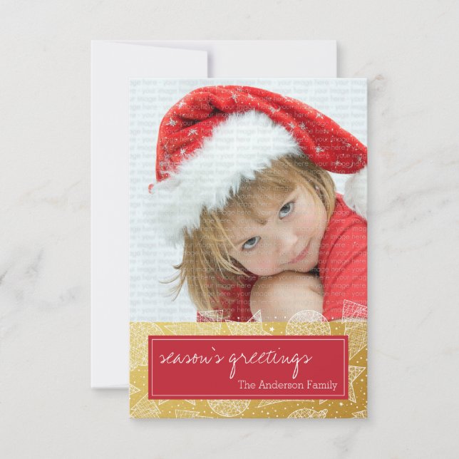 Tarjeta fotográfica de vacaciones de Navidades roj (Anverso)