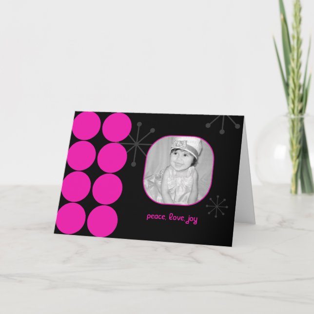 Tarjeta fotográfica de vacaciones en negro y rosa  (Anverso)