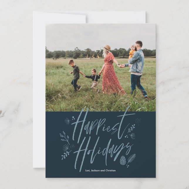 Tarjeta fotográfica de vacaciones feliz (Anverso)