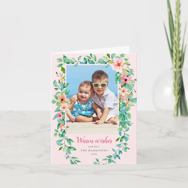 Tarjeta fotográfica de vacaciones florales para Na (Anverso)