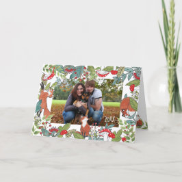 Tarjeta fotográfica de vacaciones Fox Cute Navidad