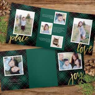 Tarjeta fotográfica de vacaciones Green Tartan Cal