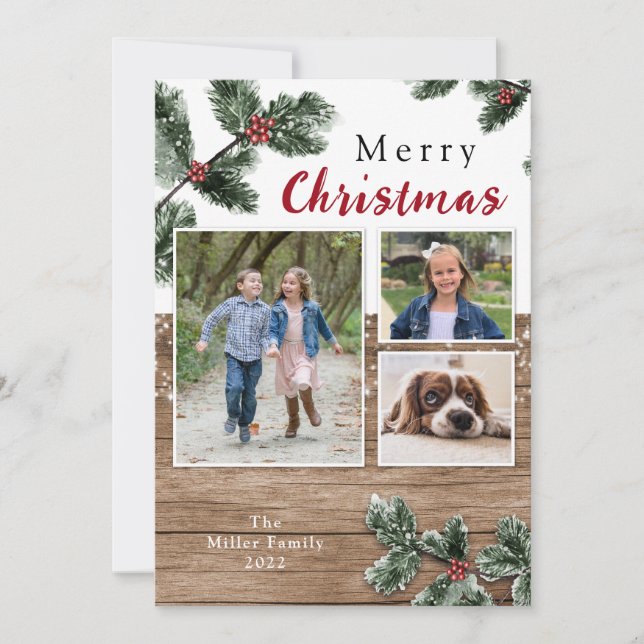 Tarjeta fotográfica de vacaciones para Navidades r (Anverso)