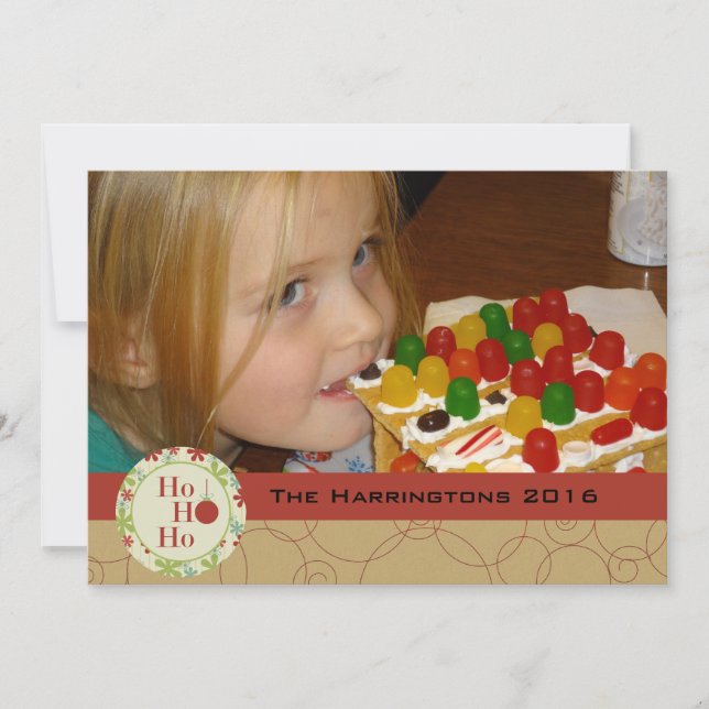 Tarjeta fotográfica de vacaciones personalizada Ho (Anverso)