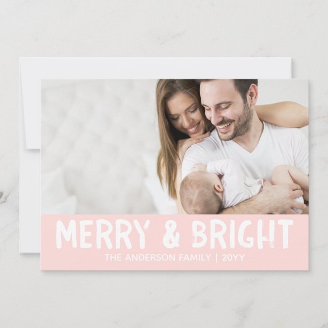Tarjeta fotográfica de vacaciones | Pink Modern Me (Anverso)
