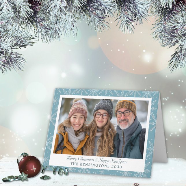 Tarjeta fotográfica de vacaciones plegada con copo (Subido por el creador)