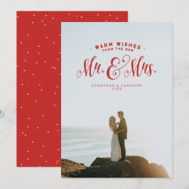 Tarjeta fotográfica de vacaciones recién casadas