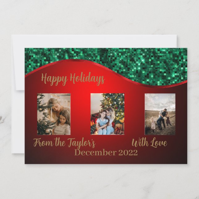 Tarjeta fotográfica de vacaciones rojas con borde  (Anverso)