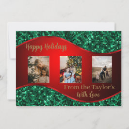 Tarjeta fotográfica de vacaciones rojas con borde 