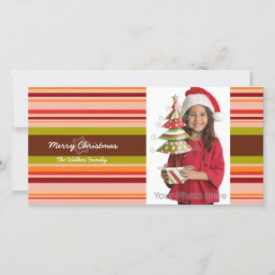 Tarjeta fotográfica de vacaciones Stripes navidade