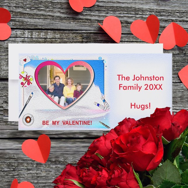 Tarjeta fotográfica de Valentine Heart 8" x 4" pin (Painted Valentine Heart 8" x 4" Photo Card)