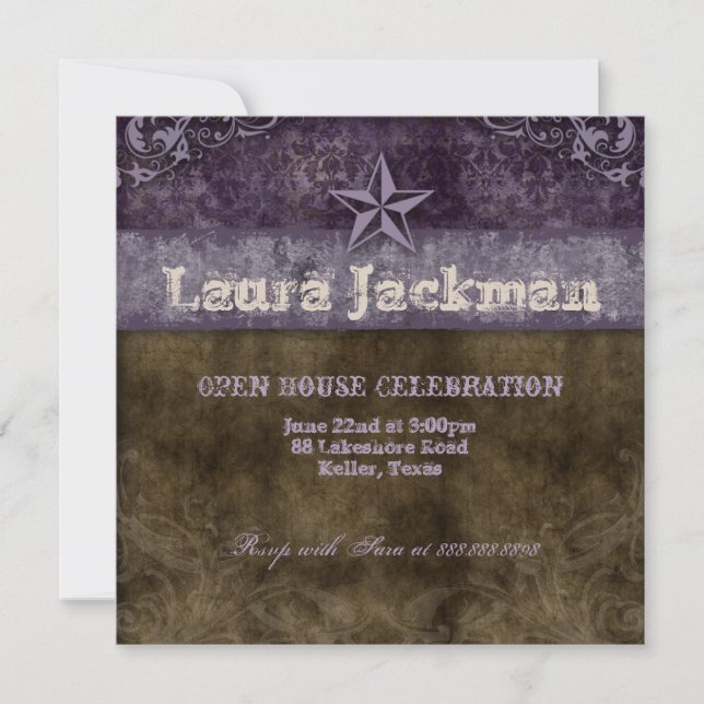 Tarjeta fotográfica de vintage occidental Damask H (Anverso)