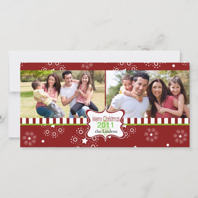 Tarjeta fotográfica decorativa de vacaciones rojas (Anverso)