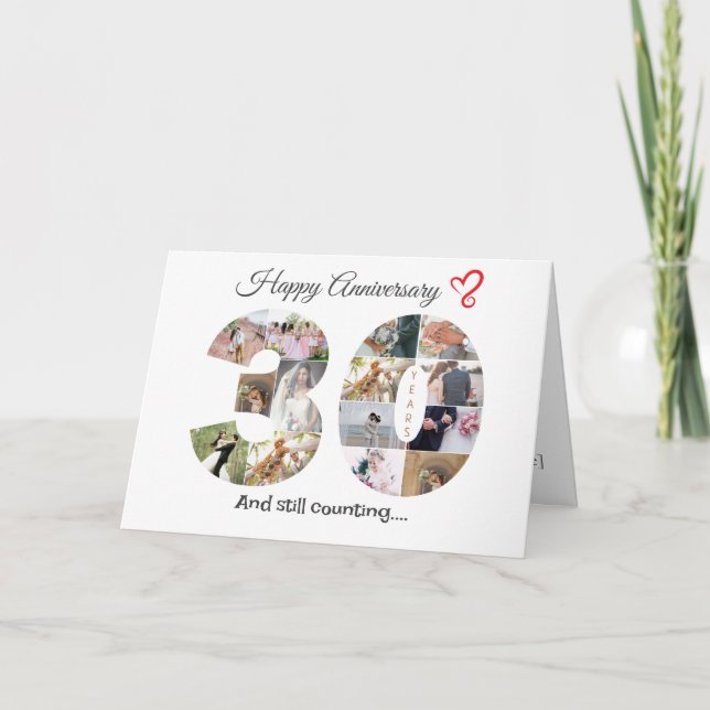 Tarjeta fotográfica del aniversario del Boda de 30 (Anverso)