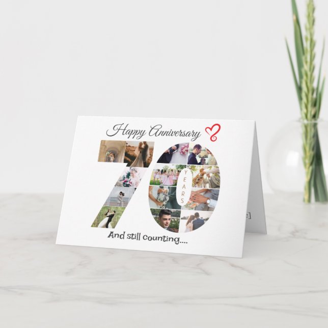 Tarjeta fotográfica del aniversario del Boda de 70 (Anverso)