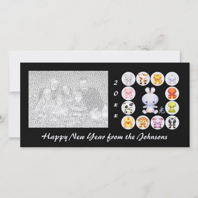 Tarjeta fotográfica del Año Zodiaco Chino del Cone (Anverso)