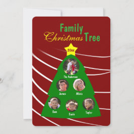 Tarjeta fotográfica del árbol de Navidad familiar 