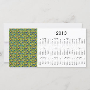 Tarjeta fotográfica del calendario Peacock Feather