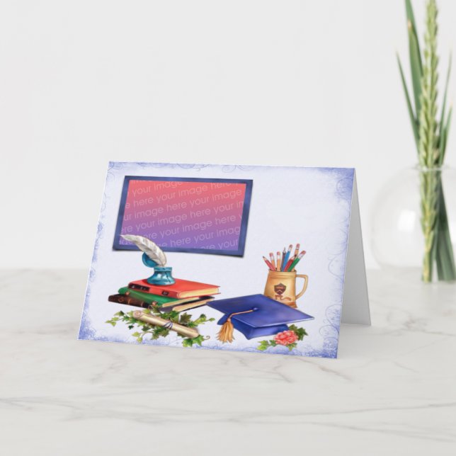 Tarjeta fotográfica del colegio sobre graduación (Anverso)