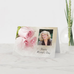 Tarjeta fotográfica del Día de la Madre con un ros