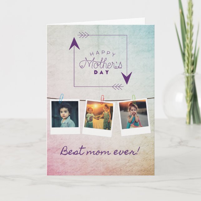 Tarjeta fotográfica del Día de la Madre Mejor Mamá (Anverso)