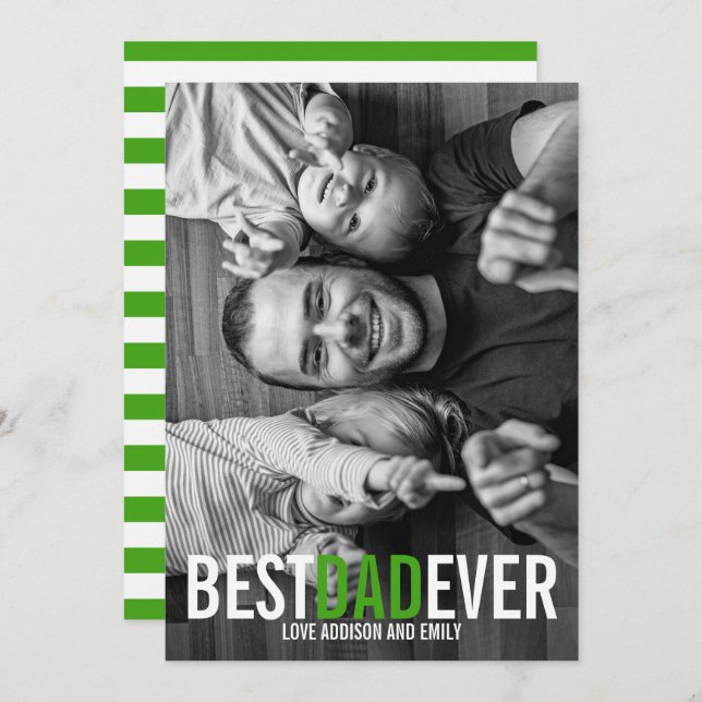 Tarjeta fotográfica del Día del Mejor Papá Nunca P (Anverso / Reverso)