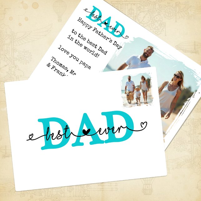 Tarjeta fotográfica del Día del Padre Feliz, mejor (Happy Fathers Day Photo Card / Best DAD Ever)