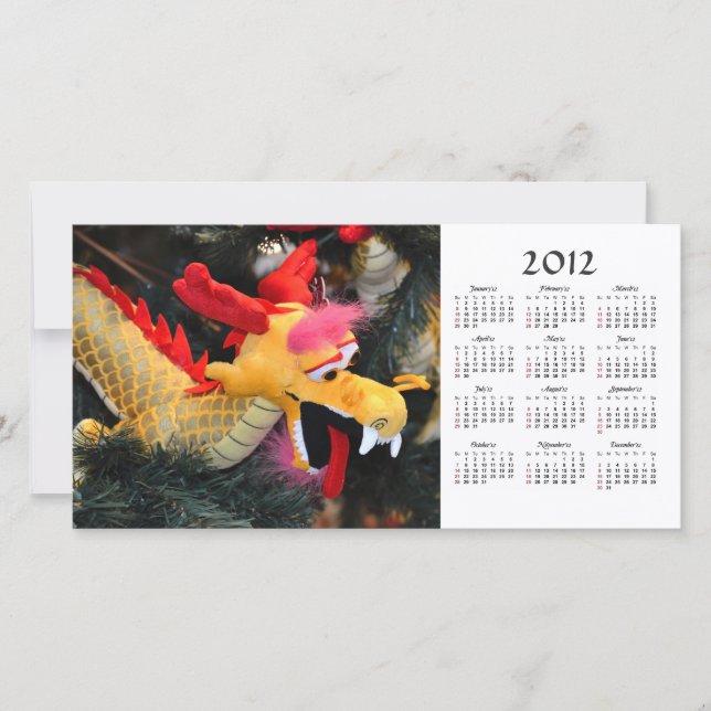 Tarjeta fotográfica del dragón del calendario 2012 (Anverso)