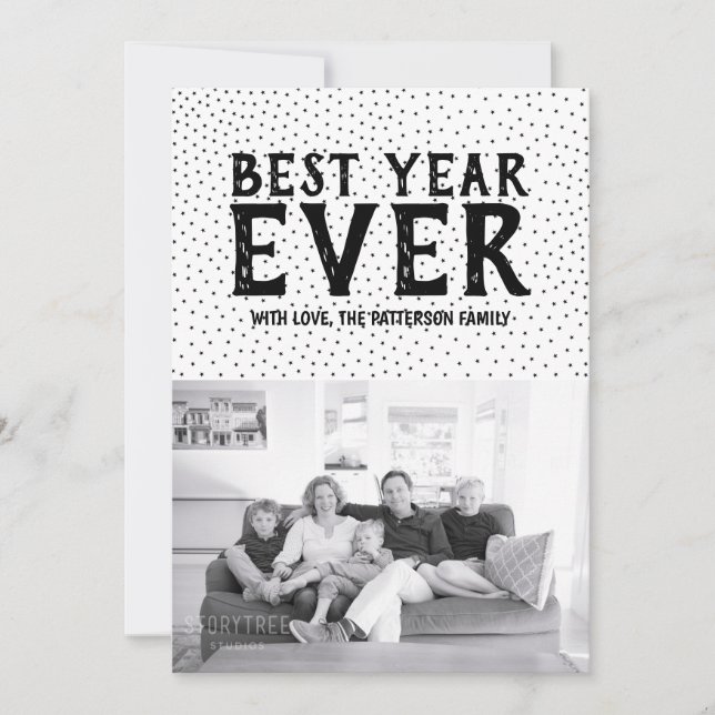 Tarjeta fotográfica del mejor año de Año Nuevo | N (Anverso)