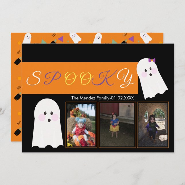 Tarjeta fotográfica del patrón fantasma de Hallowe (Anverso / Reverso)