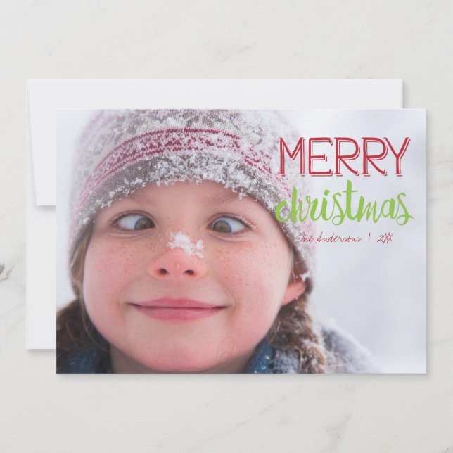 Tarjeta fotográfica del patrón navideño de Feliz N (Anverso)