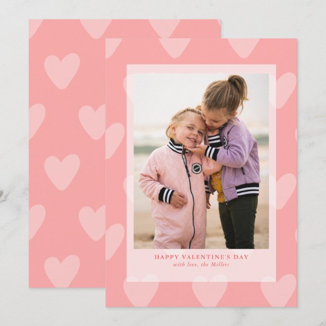 Tarjeta fotográfica Día de San Valentín de corazon (Anverso / Reverso)