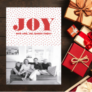 Tarjeta fotográfica Doted Joy Holiday   Rojo