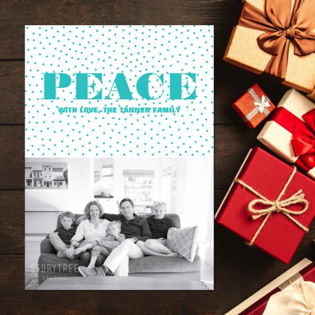 Tarjeta fotográfica Doted Peace Holiday | Turquesa (Dotted Peace Holiday Photo Card - Turquoise)