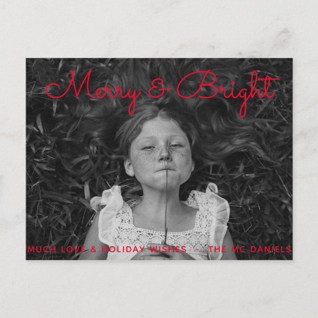 Tarjeta fotográfica editable de feriado y brillant (Anverso)