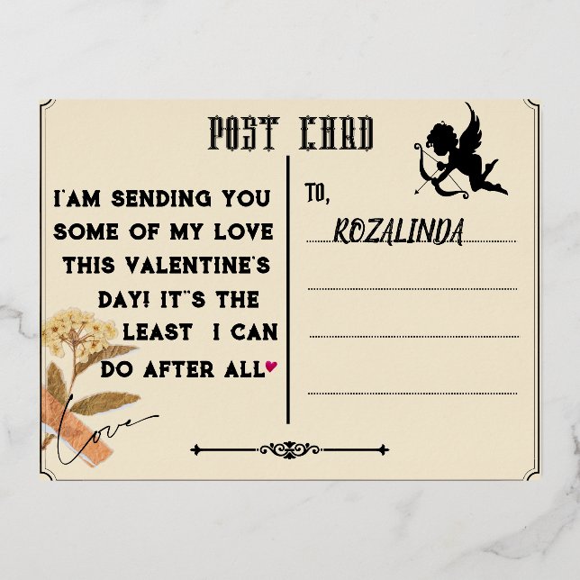 tarjeta fotográfica el día de San Valentín (Anverso)