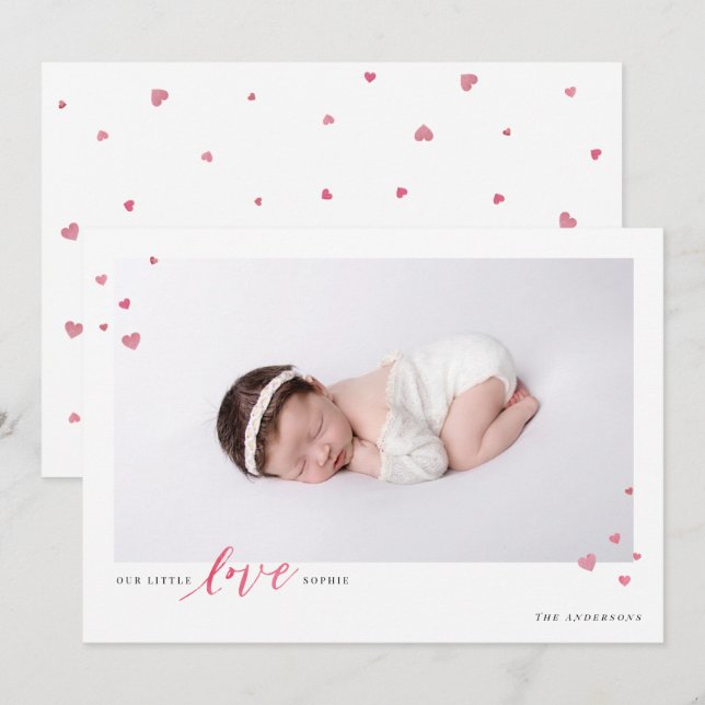 Tarjeta fotográfica El día de San Valentín de amor (Anverso / Reverso)