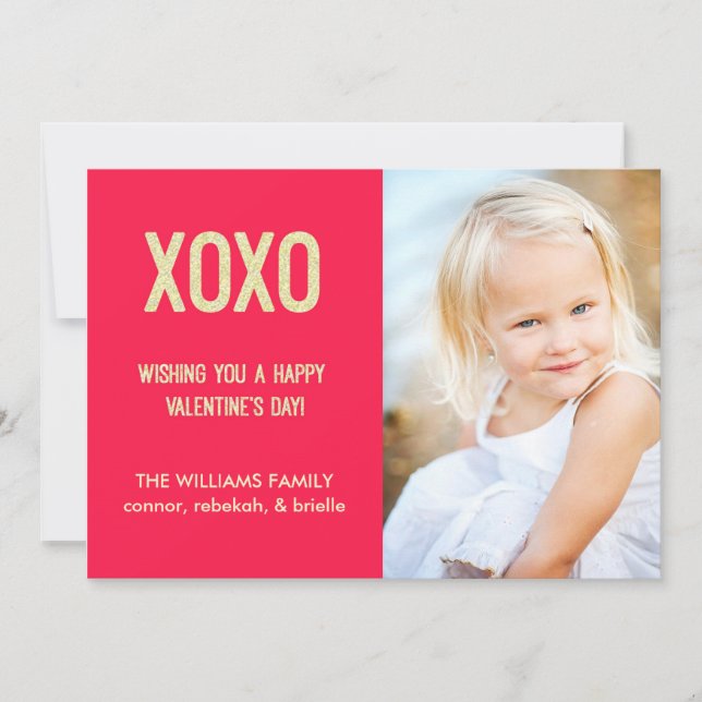 Tarjeta fotográfica El día de San Valentín XOXO (Anverso)