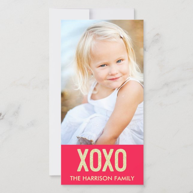 Tarjeta fotográfica El día de San Valentín XOXO (Anverso)