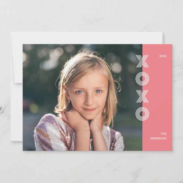 Tarjeta fotográfica El día de San Valentín XOXO en (Anverso)