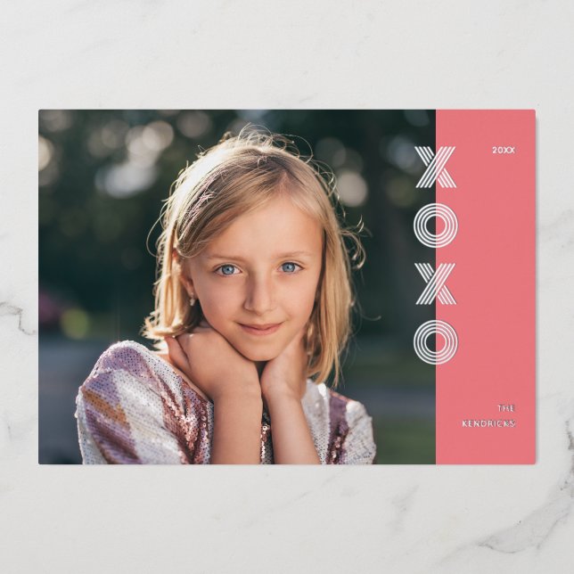 Tarjeta fotográfica El día de San Valentín XOXO Re (Anverso)