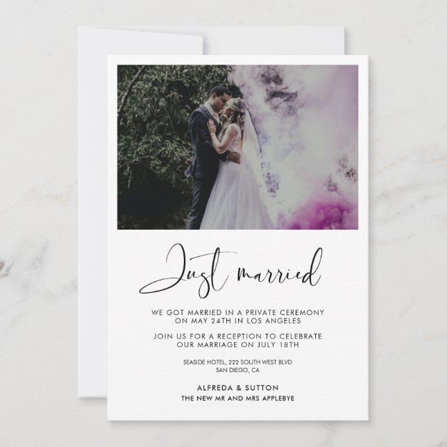 Tarjeta fotográfica elegante y moderna casada (Anverso)
