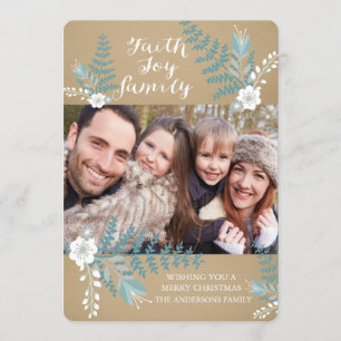 Tarjeta fotográfica Faith Joy & Family Blue Floral