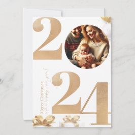 Tarjeta fotográfica familiar de Navidades festivos