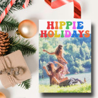 Tarjeta fotográfica familiar Hippie Holidays Cute