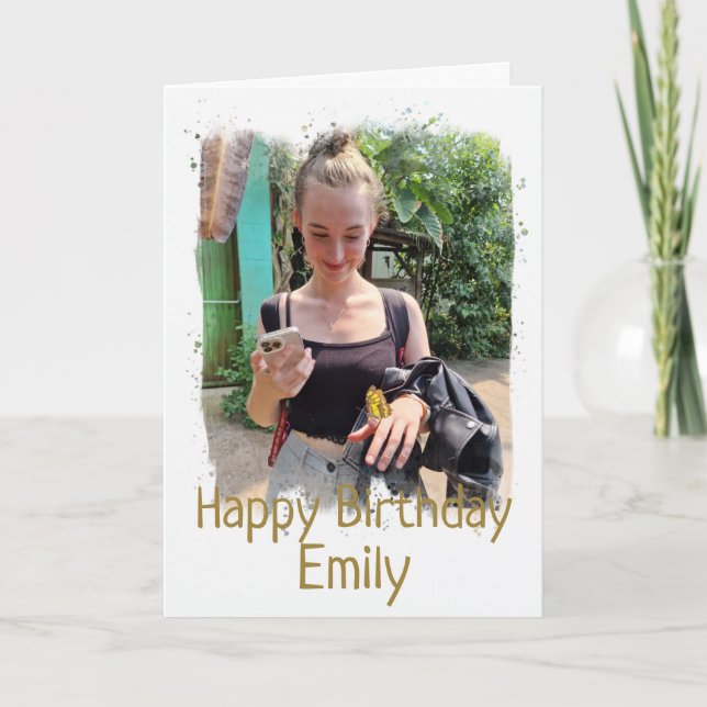 Tarjeta fotográfica feliz cumpleaños Personalizado (Anverso)